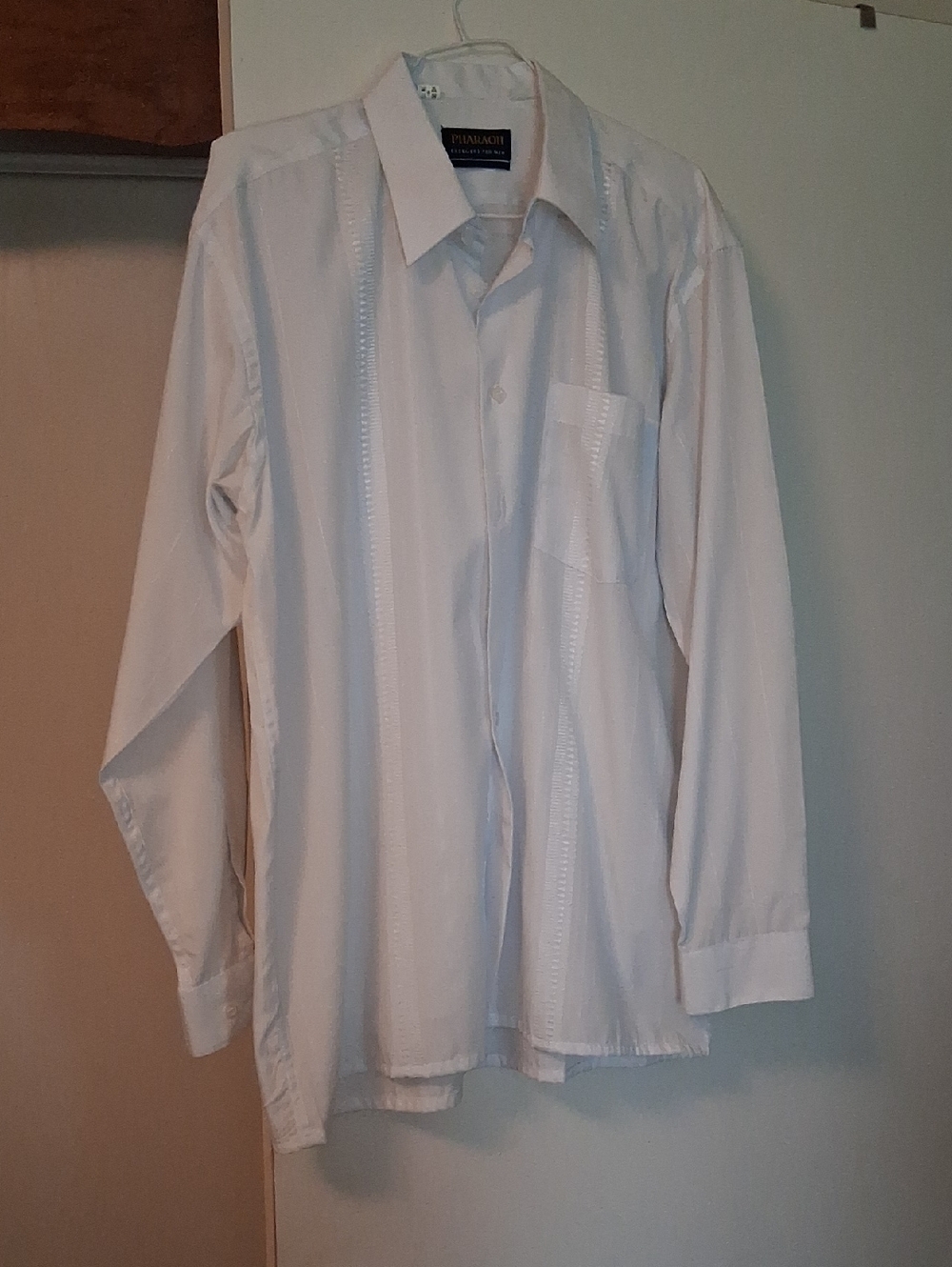 PHARAOH Men’s Classic White Dress Shirt - Long Sleeve